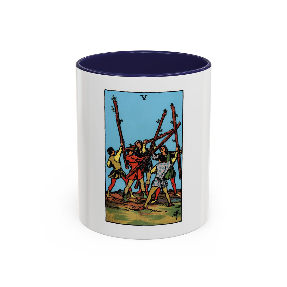 The 5 of Wands (Tarot Card) Accent Coffee Mug