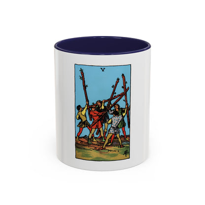 The 5 of Wands (Tarot Card) Accent Coffee Mug