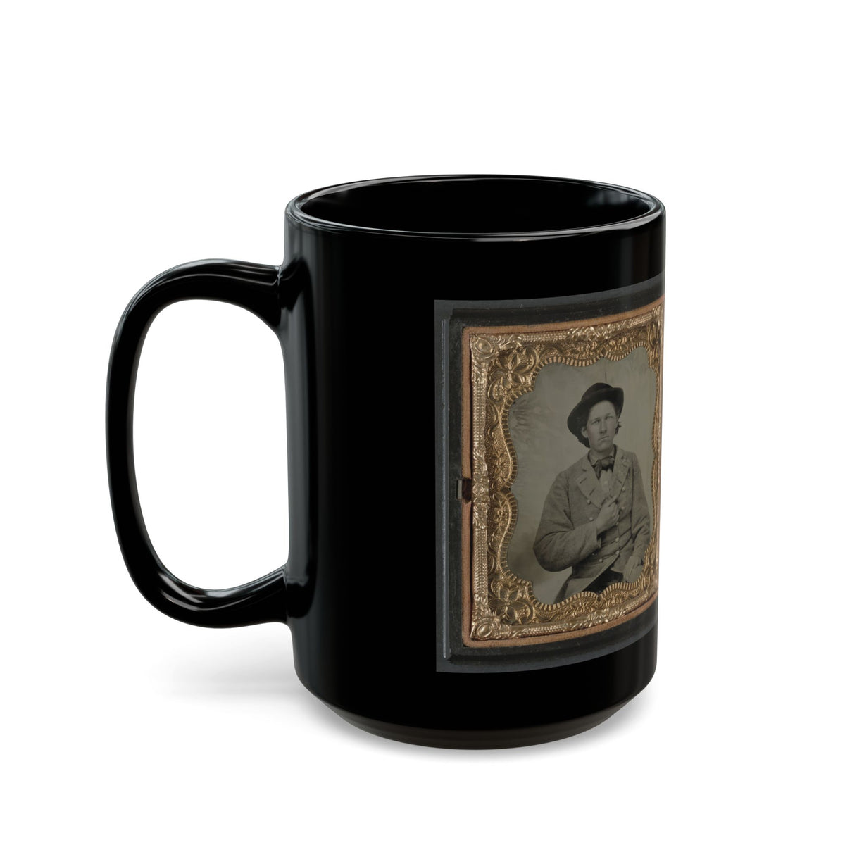 Unidentified Soldier In Confederate Uniform And Unidentified Woman (U.S. Civil War) Black Coffee Mug