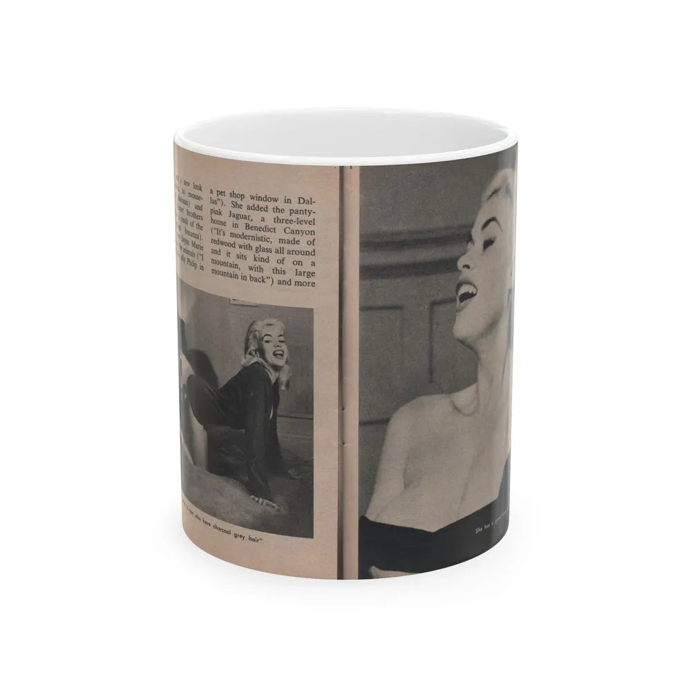 Jayne Mansfield #301 - JAYNE Pocket Magazine Pages 46 & 47 (Vintage Female Icon) White Coffee Mug-11oz-Go Mug Yourself