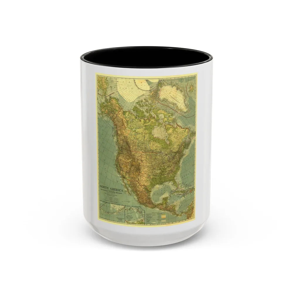 North America (1924) (Map) Accent Coffee Mug-15oz-Black-Go Mug Yourself