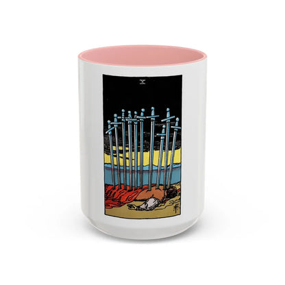 The 10 of Swords (Tarot Card) Accent Coffee Mug-15oz-Pink-Go Mug Yourself