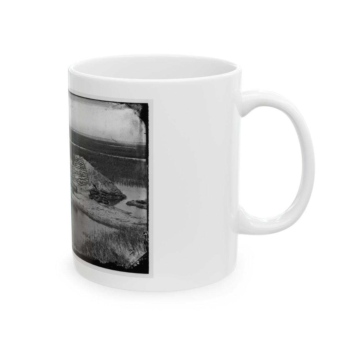 Morris Island, South Carolina. Battery Hays. One 8-Inch Parrot Rifle Dismounted. Breaching Battery Against Fort Sumter (U.S. Civil War) White Coffee Mug