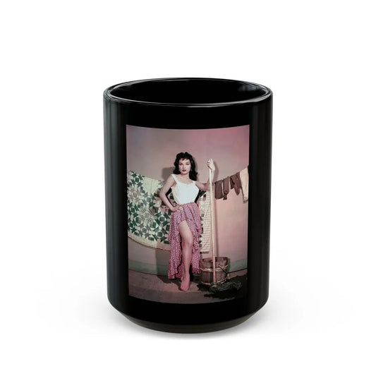 Debra Paget #446 (Vintage Female Icon) Black Coffee Mug-15oz-Go Mug Yourself