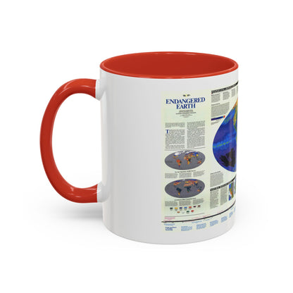 World Map - Endangered Earth (Map) Accent Coffee Mug