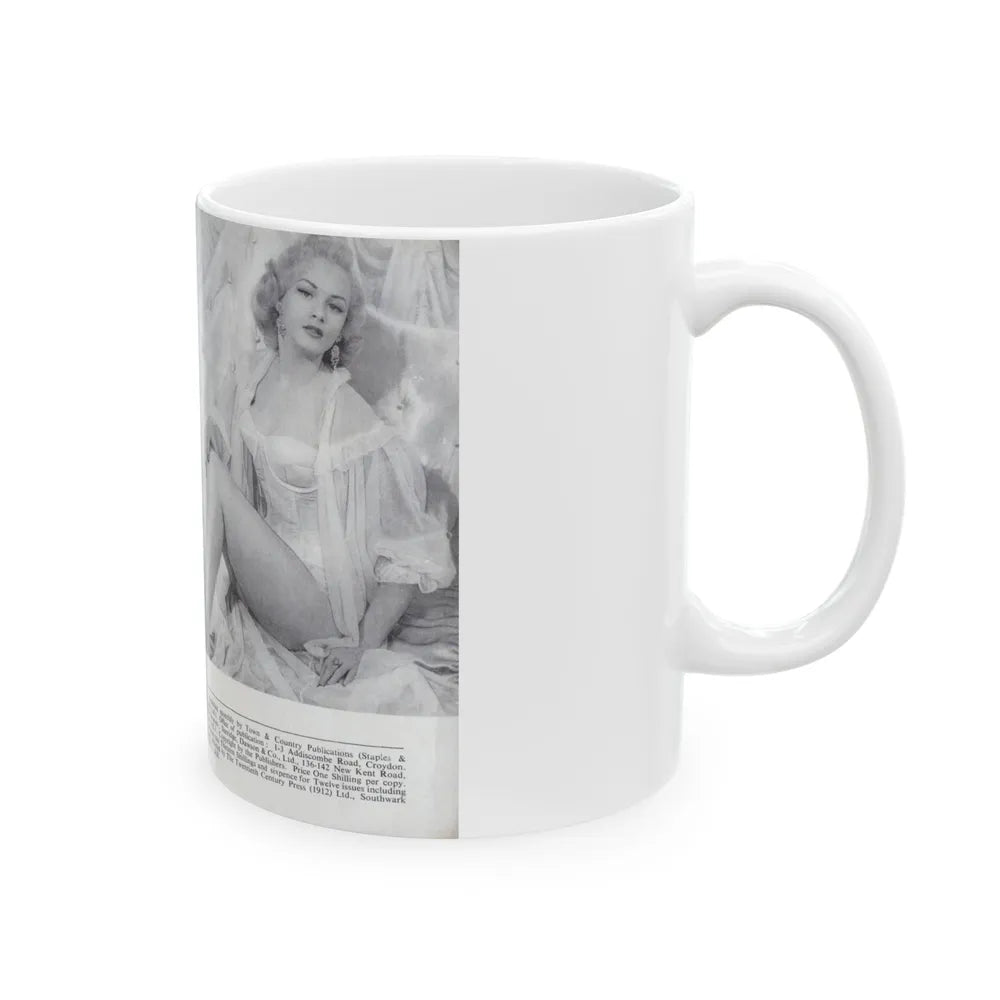 Norma Sykes #168 - 66 PHOTOGRAPHS OF Sabrina U.K. Pocket Mag. Pages 66 & 67 (Vintage Female Icon) White Coffee Mug-Go Mug Yourself