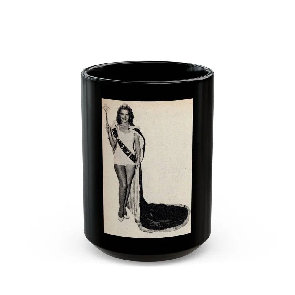 Penny Duncan #70 - [Pages 42] 1 small cropped B&W Miss America Title Pin-Up Photo from REAL FOR MEN Mag. Jan. '53 (Vintage Female Icon) Black Coffee Mug-15oz-Go Mug Yourself