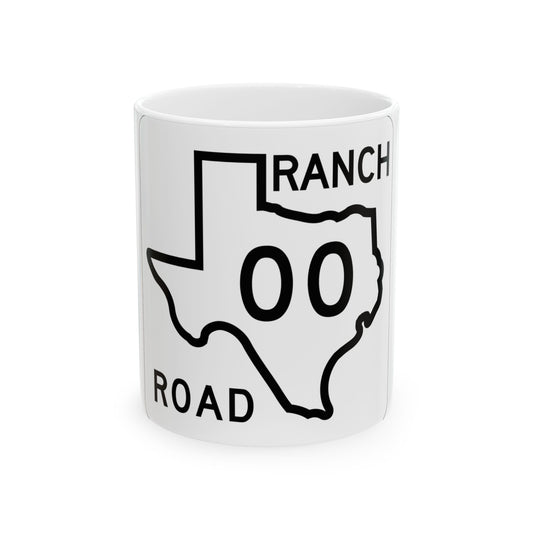 Texas RM 00 1956 template (Texas) (Road Sign) White Coffee Mug