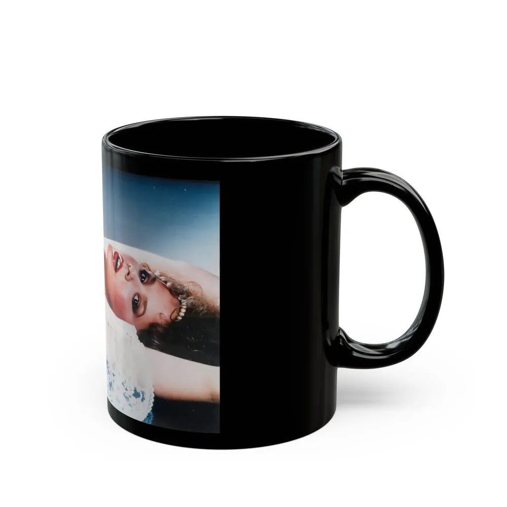 Linda Blair #86 - Topless (Vintage Female Icon) Black Coffee Mug-Go Mug Yourself