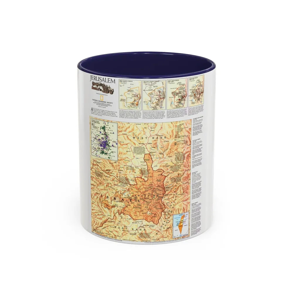 Jerusalem (1996) (Map) Accent Coffee Mug-11oz-Navy-Go Mug Yourself