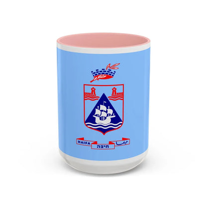 Flag of Haifa Israel - Accent Coffee Mug-15oz-Pink-Go Mug Yourself