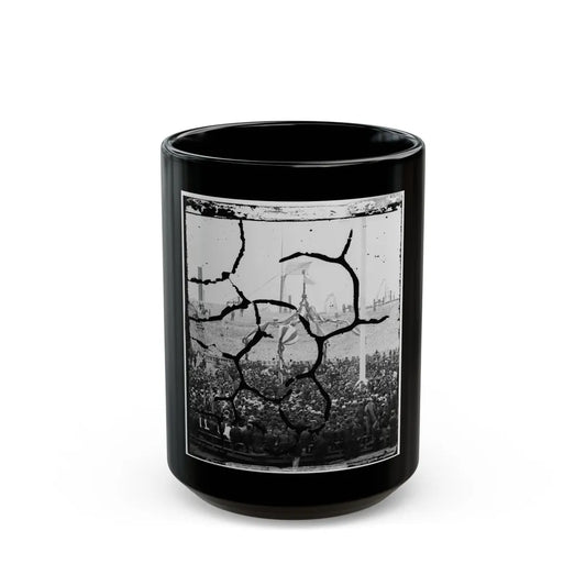 Charleston Harbor, South Carolina. Interior View Of Fort Sumter During Ceremony Of Raising Flag (U.S. Civil War) Black Coffee Mug-15oz-Go Mug Yourself