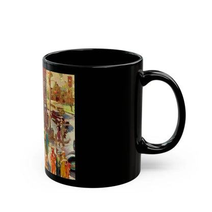 Bustling Street Corner - Black Coffee Mug-Go Mug Yourself