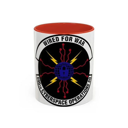 690 Cyberspace Operations Squadron AFSPC (U.S. Air Force) Accent Coffee Mug 11oz Red - Go Mug Yourself