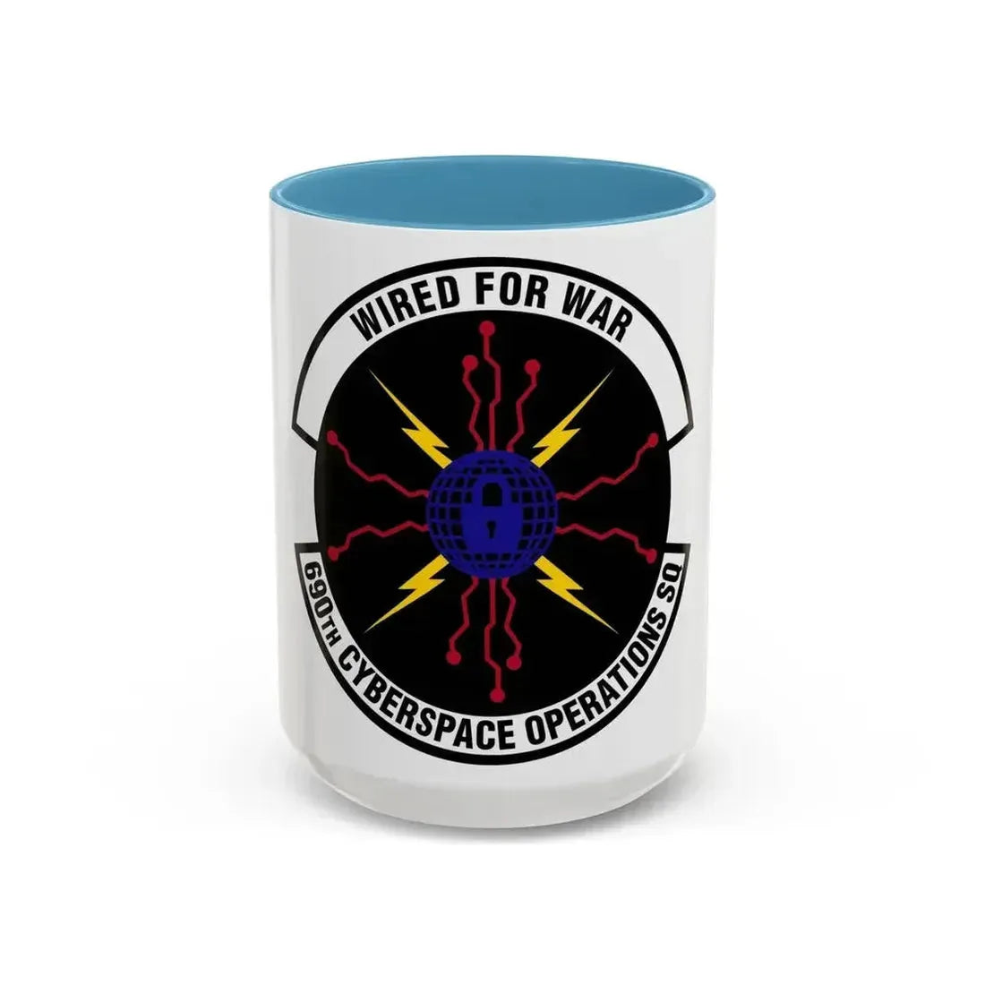 690 Cyberspace Operations Squadron AFSPC (U.S. Air Force) Accent Coffee Mug 15oz Light Blue - Go Mug Yourself