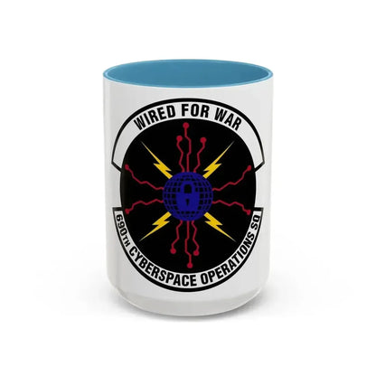 690 Cyberspace Operations Squadron AFSPC (U.S. Air Force) Accent Coffee Mug 15oz Light Blue - Go Mug Yourself
