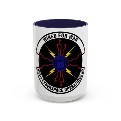 690 Cyberspace Operations Squadron AFSPC (U.S. Air Force) Accent Coffee Mug 15oz Navy - Go Mug Yourself