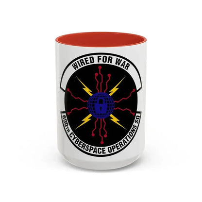 690 Cyberspace Operations Squadron AFSPC (U.S. Air Force) Accent Coffee Mug 15oz Red - Go Mug Yourself
