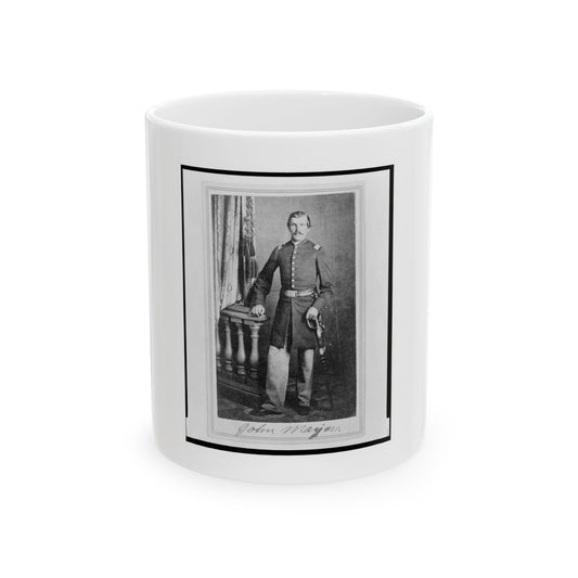 Lieutenant John Mayer (Meyer), Union Officer In The 32nd Indiana Regiment, Full-Length Portrait, Standing, Facing Front (U.S. Civil War) White Coffee Mug