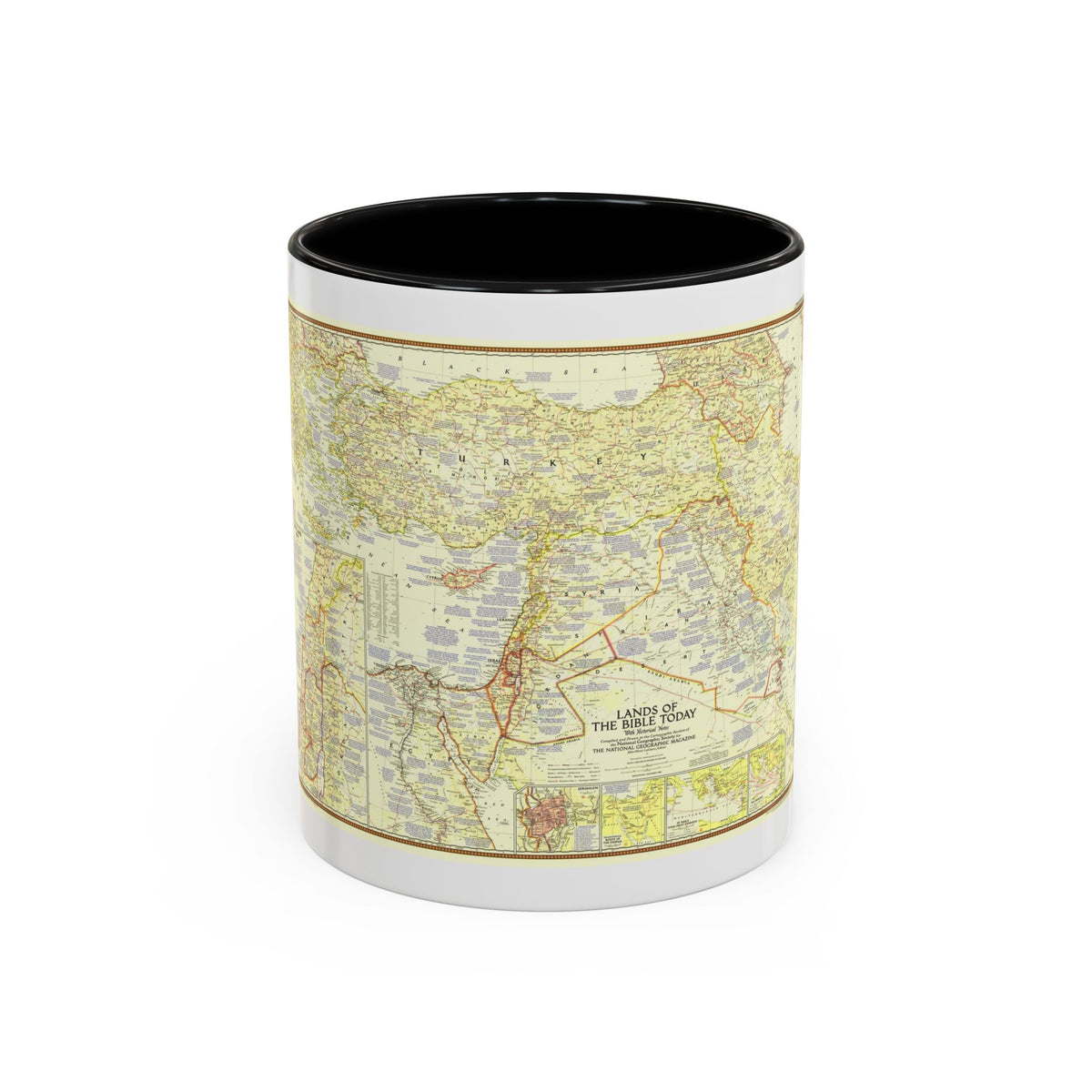 Middle East - Lands of the Bible Today (1956) (Map) Accent Coffee Mug