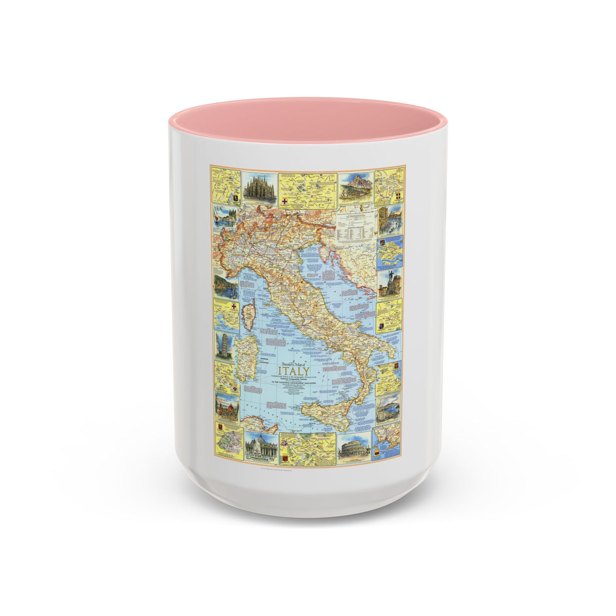 Italy - A Traveller's Map 1 (1970) (Map) Accent Coffee Mug