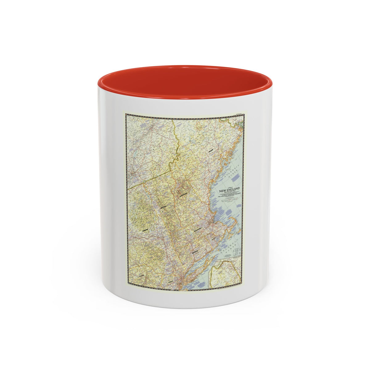 USA - New England (1955) (Map) Accent Coffee Mug