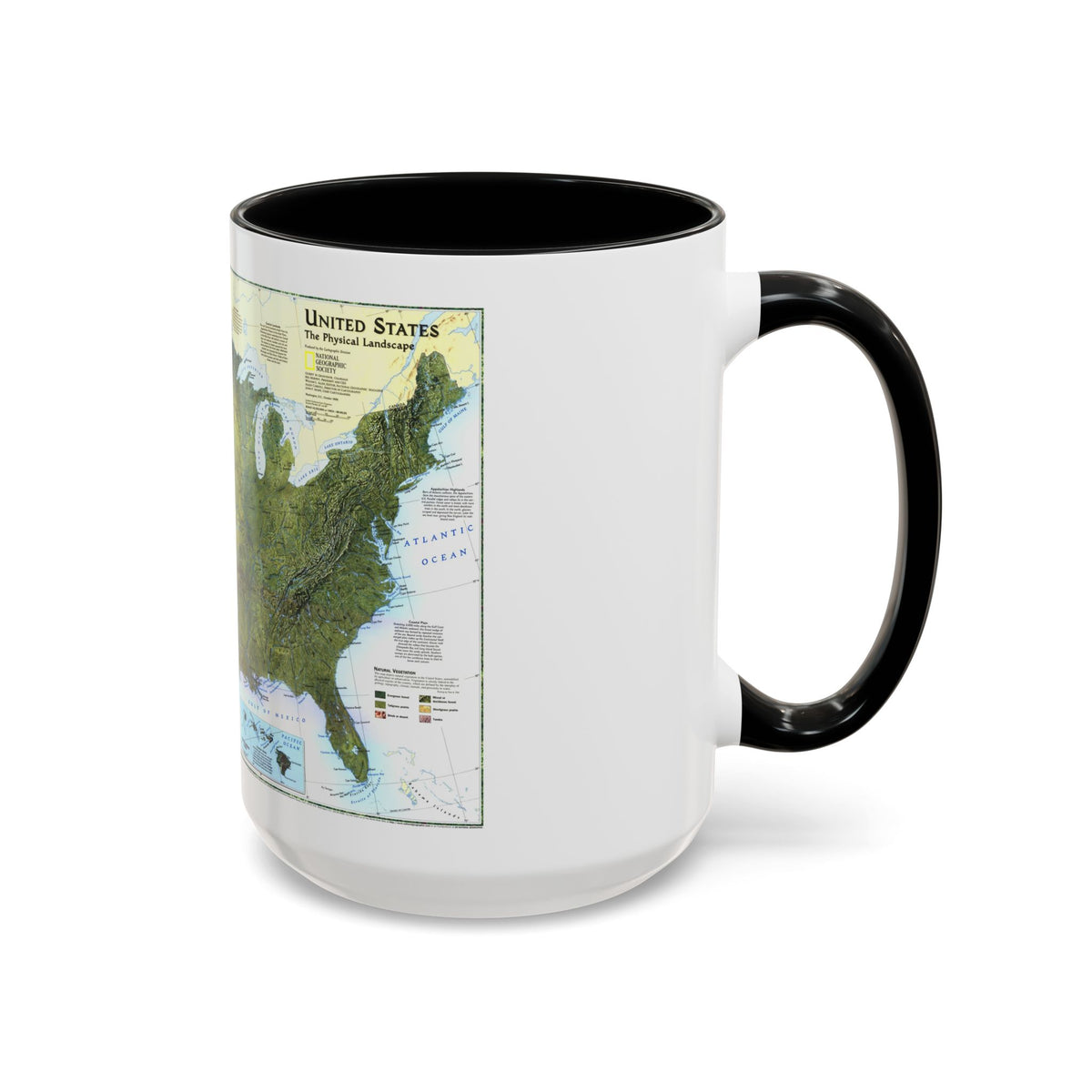 USA - The Physical Landscape (1996) (Map) Accent Coffee Mug