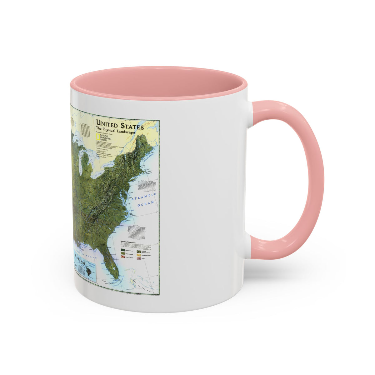 USA - The Physical Landscape (1996) (Map) Accent Coffee Mug