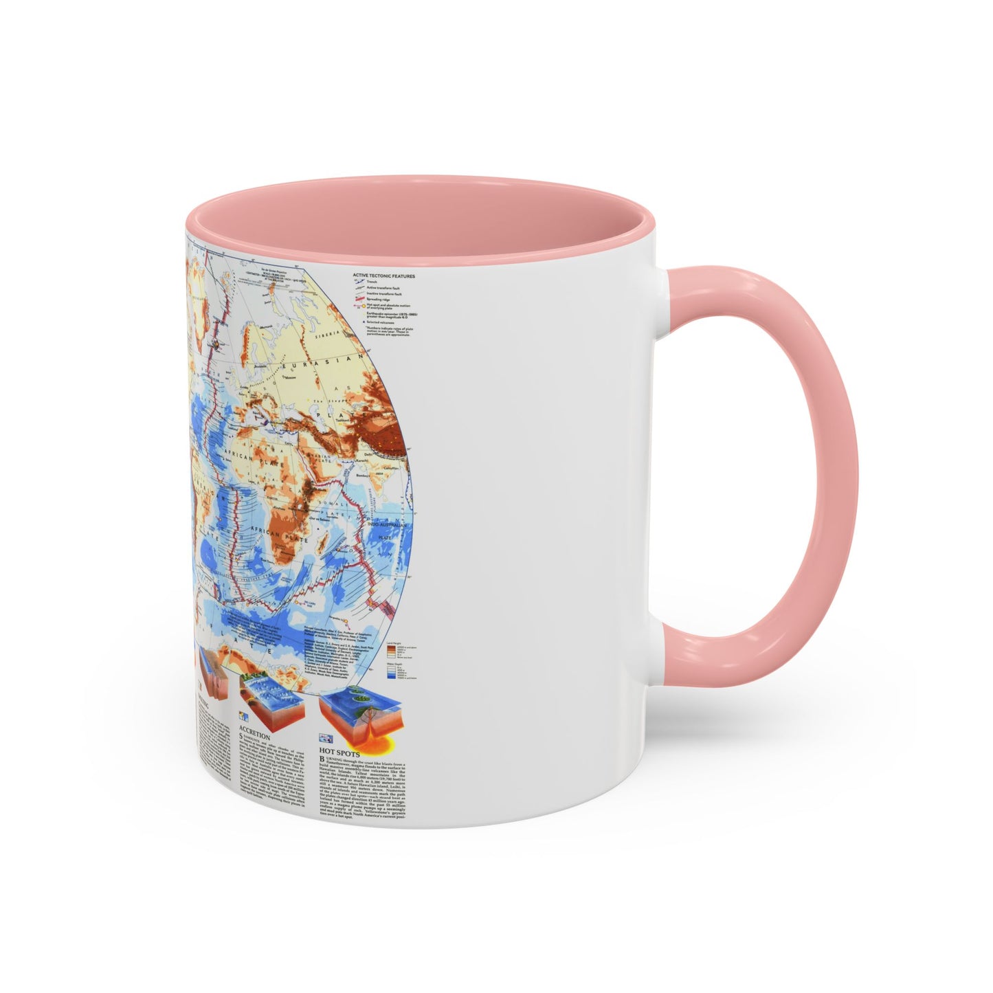 World Map - Earth's Dynamic Crust (1985) (Map) Accent Coffee Mug