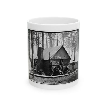 Brandy Station, Va. Officers In Front Of Winter Quarters At Army Of The Potomac Headquarters (U.S. Civil War) White Coffee Mug