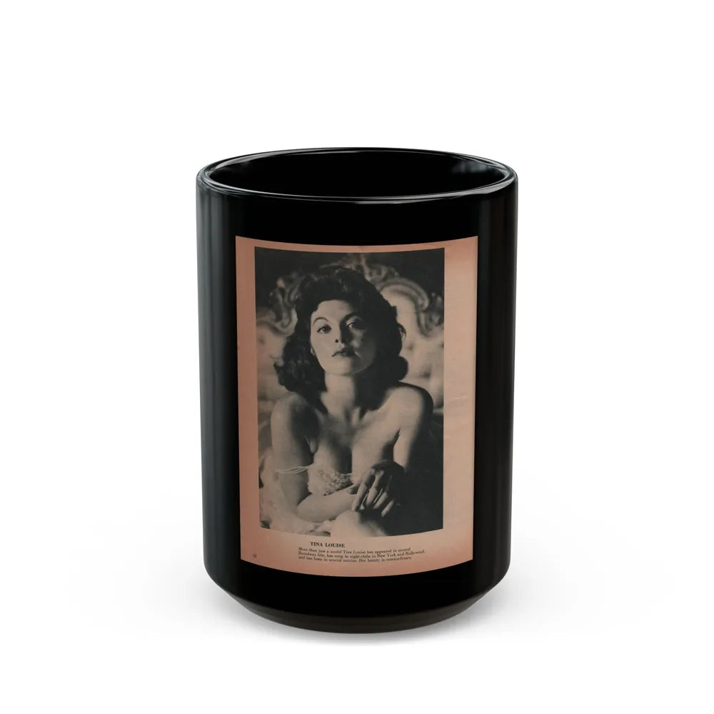 Tina Louise #123 - Bachelor Pin-Ups Issue #01 '57 - 1 B&W Photo, Caption & Brief Article (Vintage Female Icon) Black Coffee Mug-15oz-Go Mug Yourself