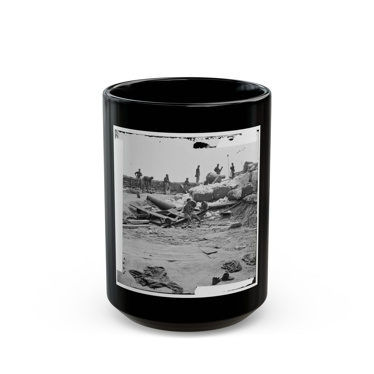 Yorktown, Va. Confederate Fortifications Reinforced With Bales Of Cotton (U.S. Civil War) Black Coffee Mug