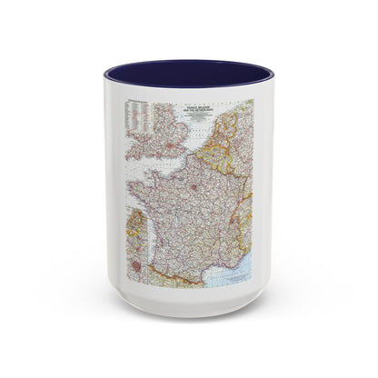 France, Belgium, and the Netherlands (1960) (Map) Accent Coffee Mug