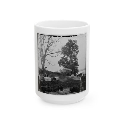 Belle Plain, Va. Wagons Of The Sanitary Commission And A Crowd At The Landing (U.S. Civil War) White Coffee Mug