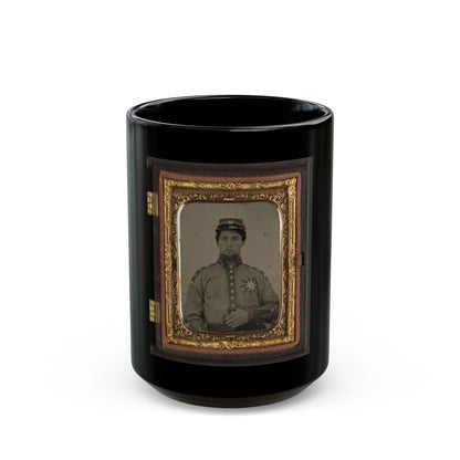 Unidentified Soldier From Co. B (Sunflower Dispersers), 3rd Mississippi Infantry Regiment In Uniform And Kepi With Letter  W (U.S. Civil War) Black Coffee Mug