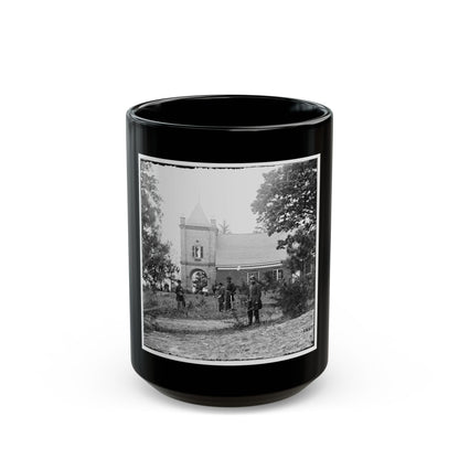 White House Landing, Va., Vicinity. St. Peter's Church, With Federal Soldiers (U.S. Civil War) Black Coffee Mug