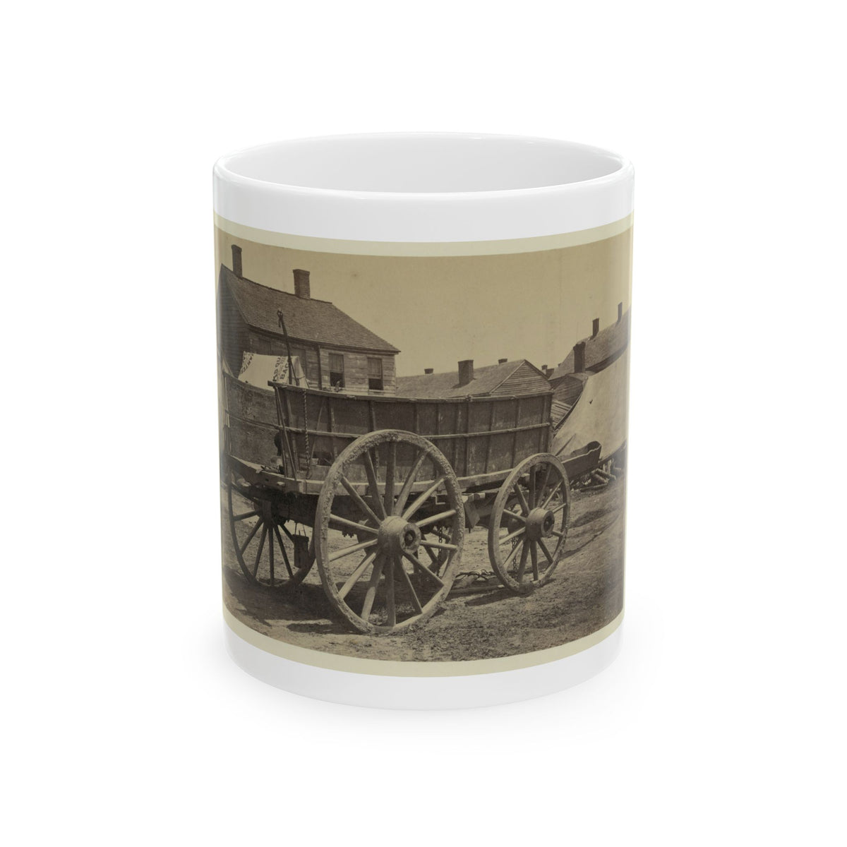 Supply Wagon, Probably In A Civil War Military Facility (U.S. Civil War) White Coffee Mug