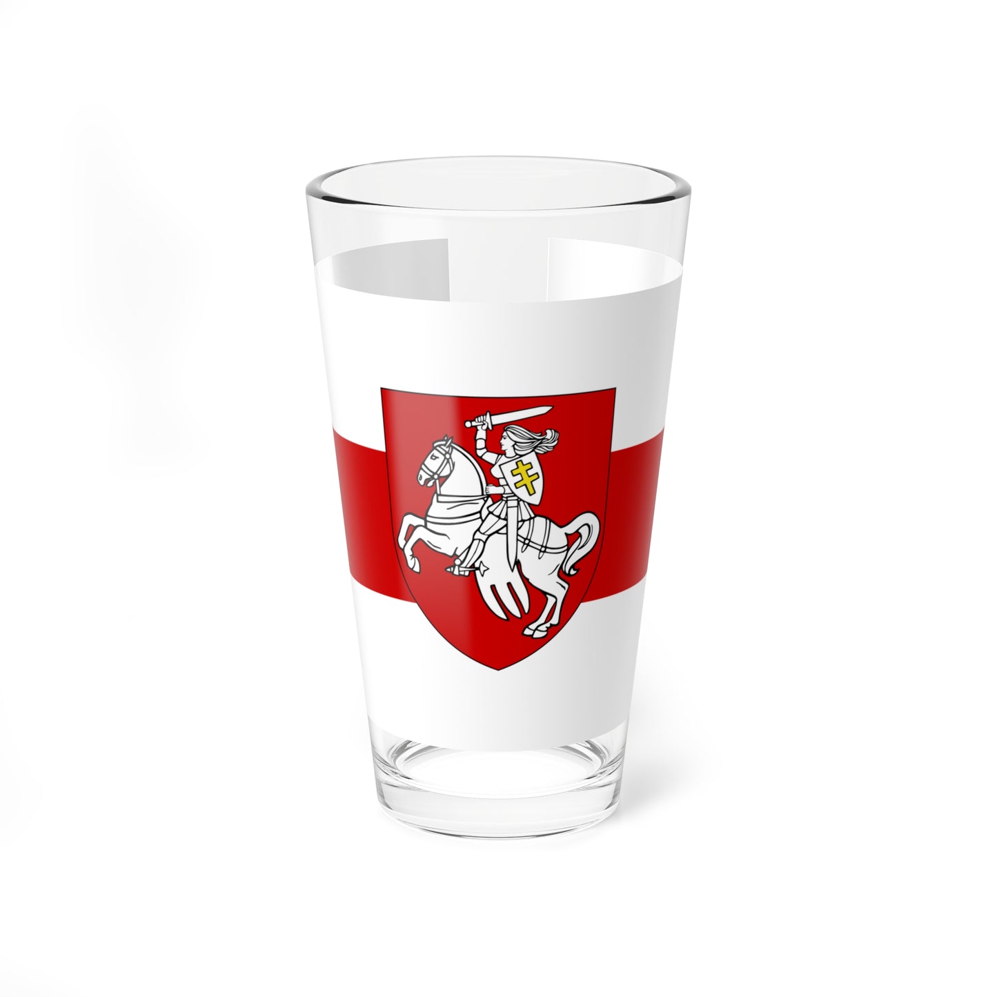 Flag of Belarus 1918 1991-1995 with Pahonia womens version (Belarus) (Coat of Arms) Pint Glass 16oz