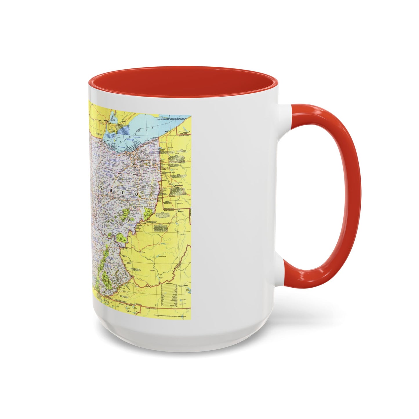 USA - Illinois, Indiana, Ohio, Kentucky 1 (1977) (Map) Accent Coffee Mug