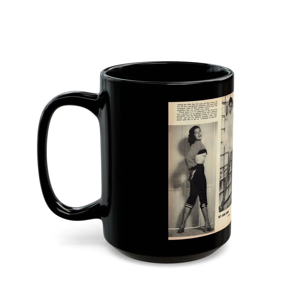 Jeanne Carmen #163 - Pages 20 & 21 Pages 3 & 4 of 4 with, 2 B&W Photos from Mr. Mag. Aug. '59 (Vintage Female Icon) Black Coffee Mug-Go Mug Yourself