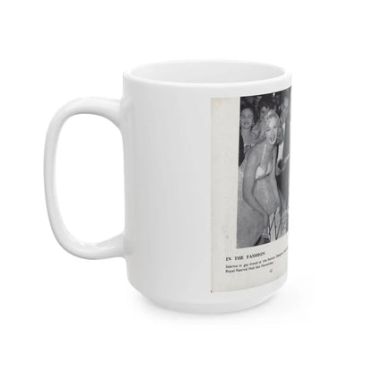 Norma Sykes #166 - 66 PHOTOGRAPHS OF Sabrina U.K. Pocket Mag. Pages 62 & 63 (Vintage Female Icon) White Coffee Mug-Go Mug Yourself