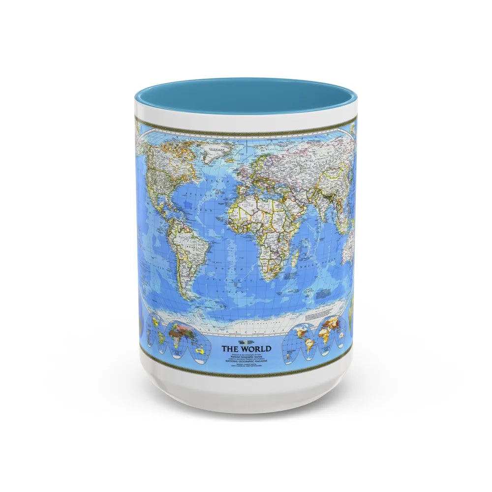 World Map (1988) (Map) Accent Coffee Mug-15oz-Light Blue-Go Mug Yourself