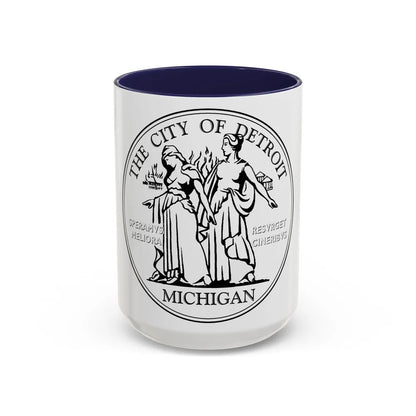 Seal of Detroit - Accent Coffee Mug-15oz-Navy-Go Mug Yourself