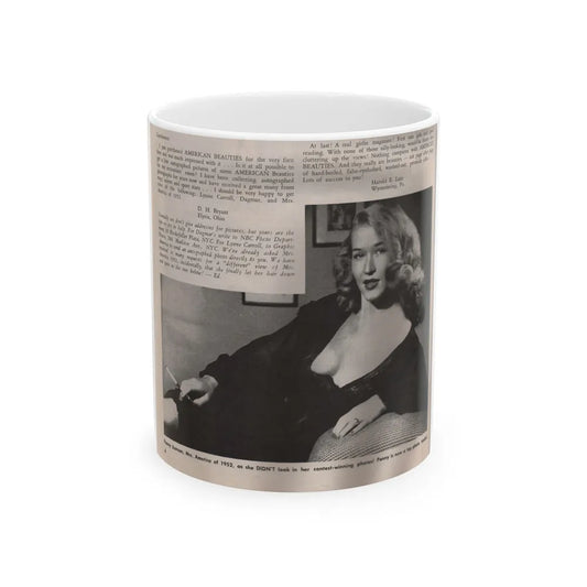 Penny Duncan #09 - [Page 4] American Beauties '53 - 1 Page with, Penny+1 B&W Photo & Article (Vintage Female Icon) White Coffee Mug-11oz-Go Mug Yourself