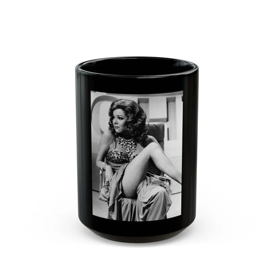 Diana Rigg #05 (Vintage Female Icon) Black Coffee Mug-15oz-Go Mug Yourself