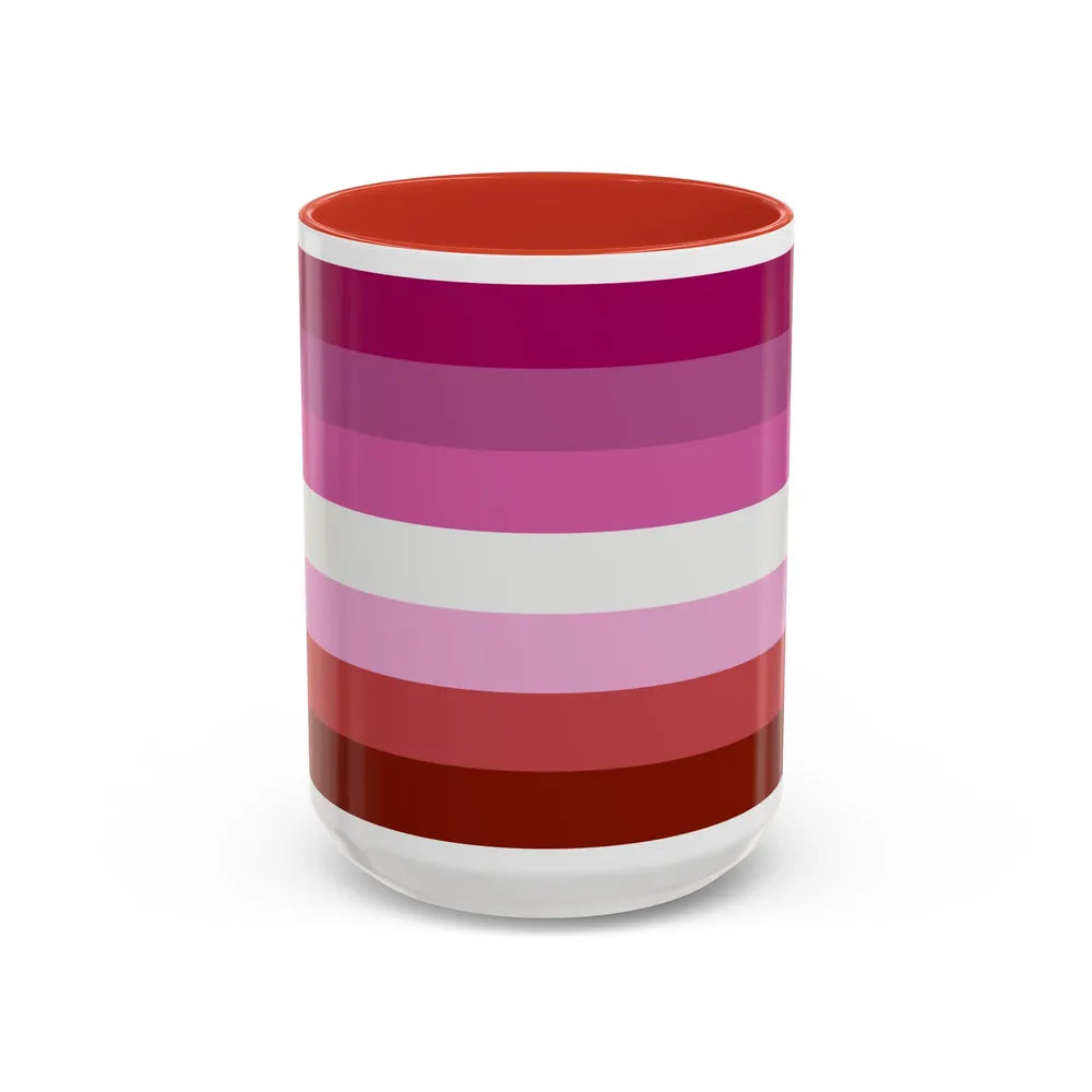 Lesbian Pride Flag - Accent Coffee Mug-15oz-Red-Go Mug Yourself