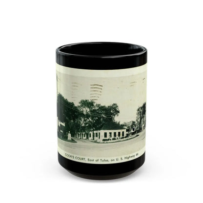 Cooks Court East of Tulsa on U S Highway 66 (Greeting Postcards) Black Coffee Mug-15oz-Go Mug Yourself