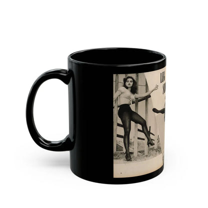 Julie Newmar #481 - Pages 38-39 Pages 3 & 4 of 4 with, Julie+3 B&W Photos & Short Paragraph from COVER GIRLS MODELS Mag. June '54 (Vintage Female Icon) Black Coffee Mug-Go Mug Yourself