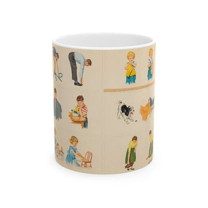 Fun at Home, Dick and Jane illustration - White Coffee Mug-11oz-Go Mug Yourself