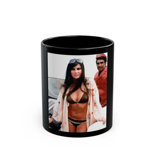 Caroline Munro #213 - 8x10 Color Full Body in 2-Piece Bikini Swimsuit Photo from late 70's (Vintage Female Icon) Black Coffee Mug-11oz-Go Mug Yourself